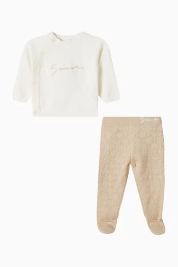 Logo 3-piece Co-ord Set in Cotton Knit