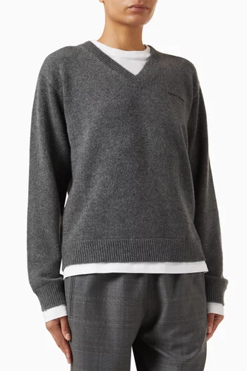 V-neck Sweater in Cashmere