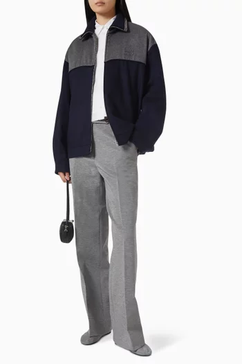 بنطال بقصة ساق مستقيمة نسيج بحياكة