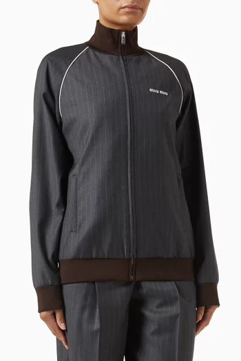 Pinstripe Blouson Jacket in Wool