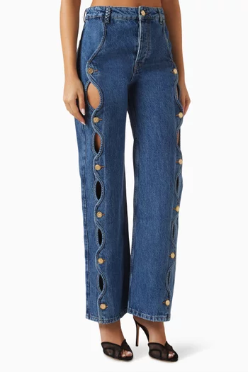 Peron Cut-out Jeans in Denim