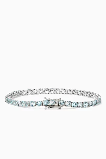 Aquamarine Tennis Bracelet in 18kt White Gold