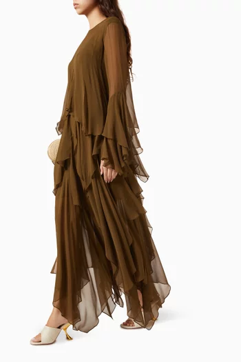 Memento Cascading Dress in Silk