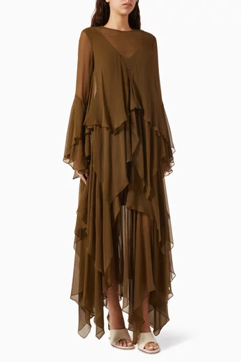 Memento Cascading Dress in Silk