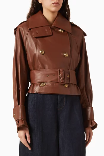 معطف ترنش هيبنوتك قصير جلد