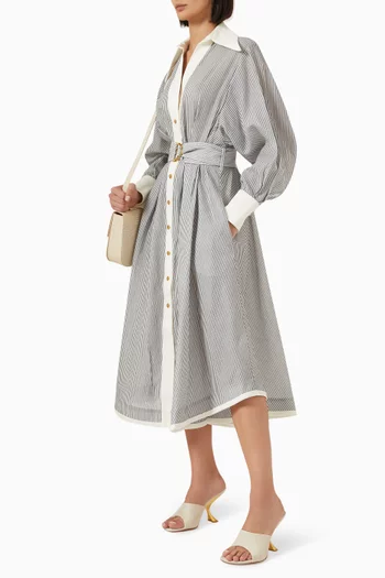 Hypnotic Tuck Midi Dress in Cotton Blend