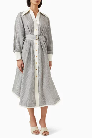 Hypnotic Tuck Midi Dress in Cotton Blend