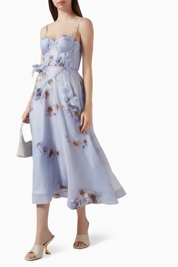 Hypnotic Picnic Dress in Silk-linen Blend