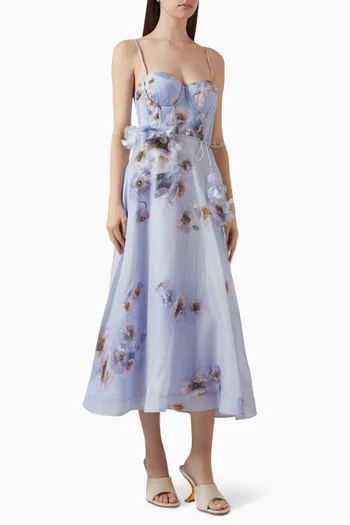 Hypnotic Picnic Dress in Silk-linen Blend