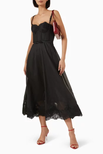 Hypnotic Lace-trim Gown in Linen Blend