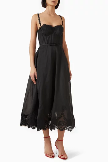 Hypnotic Lace-trim Gown in Linen Blend