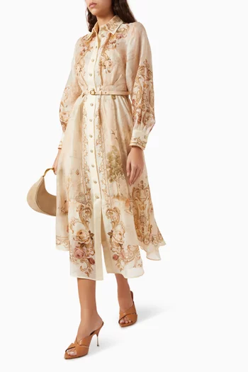 Memento Belted Dress in Linen Blend