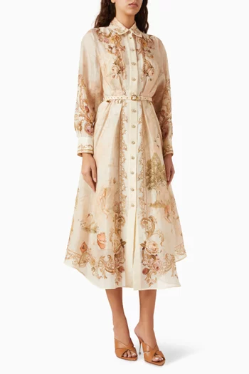 Memento Belted Dress in Linen Blend