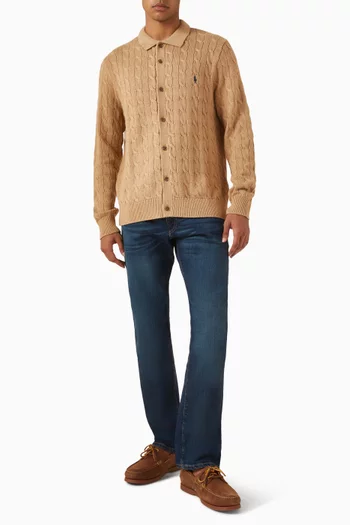 كارديغان منسوج بغرزة الضفيرة  قطن