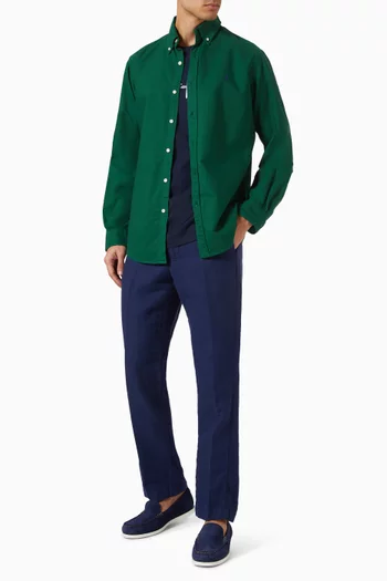 قميص أكسفورد بقصة ملائمة للجسم وتصميم مصبوغ