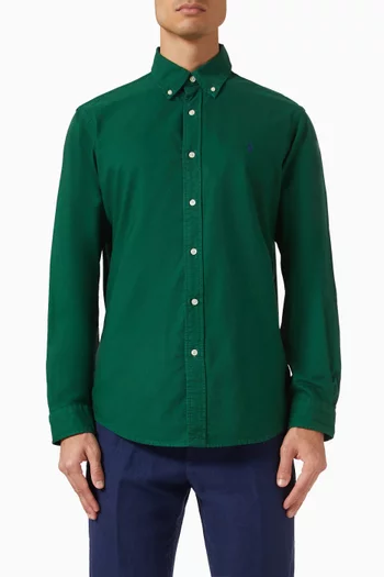 قميص أكسفورد بقصة ملائمة للجسم وتصميم مصبوغ