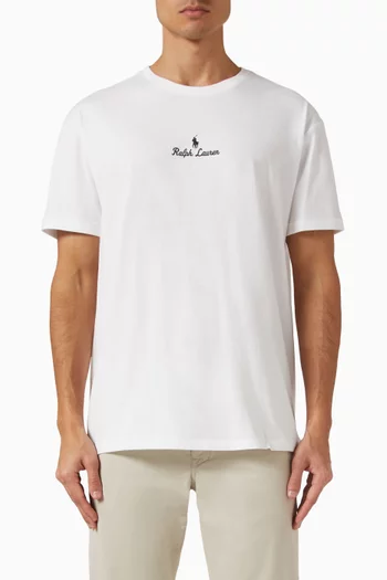 Logo-embroidery T-shirt in Cotton