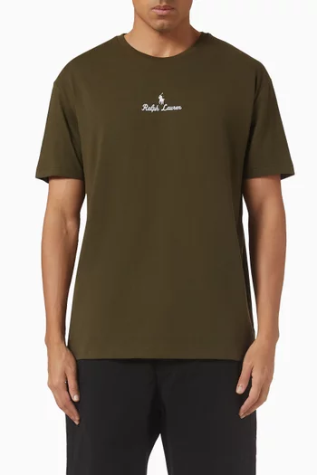 تي شيرت مزين بشعار الماركة قطن