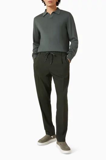 Long-Sleeve Polo Shirt in Merino Wool