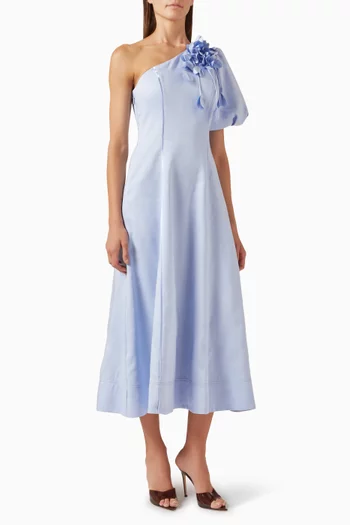 Camille Midi Dress in Linen-viscose