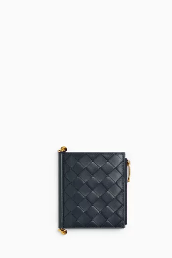 Small Solstice Bi-fold Wallet in Intrecciato Calfskin