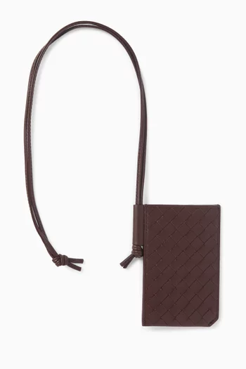 Badge Holder in Intrecciato Piccolo Calfskin