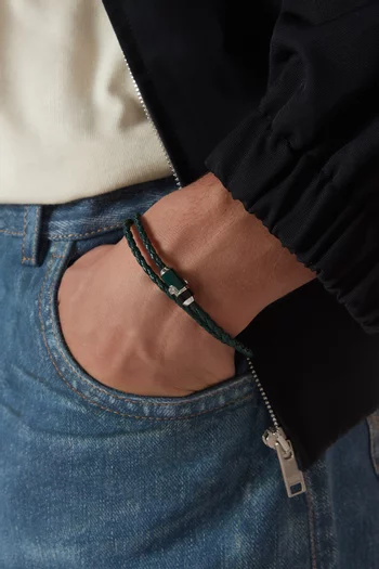 Braided Double Bracelet in Leather