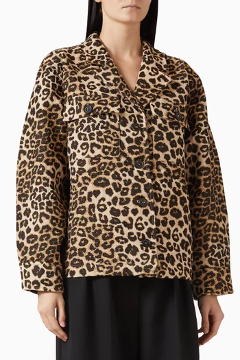 Flynn Leopard-print Jacket in Cotton-blend