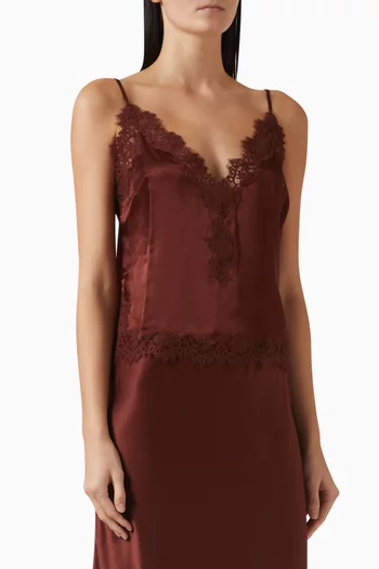 Kira Lace-Trimmed Camisole Top in Silk Satin