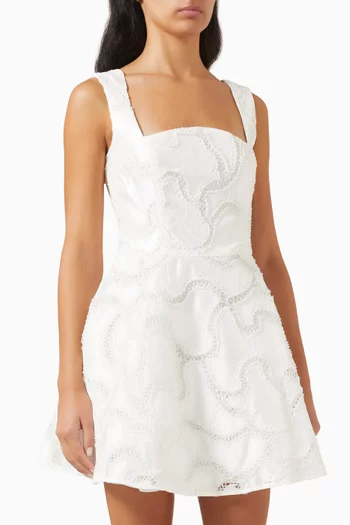 Elara Embellished Mini Dress in Satin