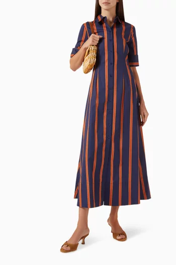 Joan Striped Dress in Cotton Poplin
