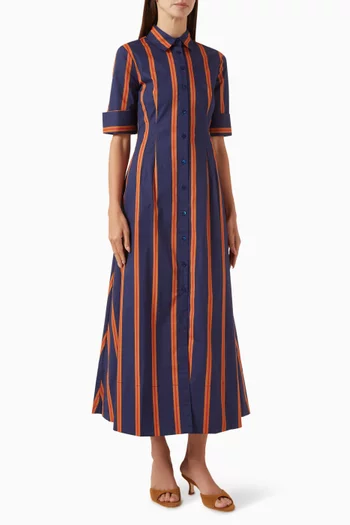 Joan Striped Dress in Cotton Poplin
