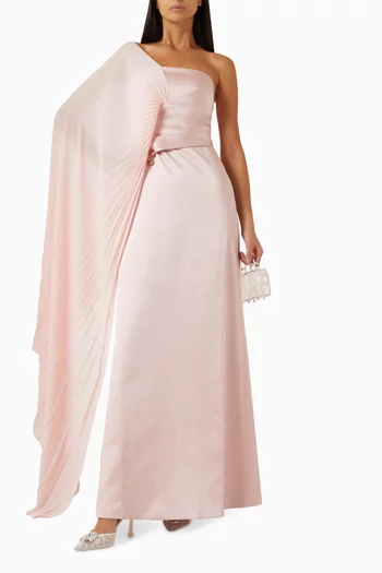 One-shoulder Draped Gown
