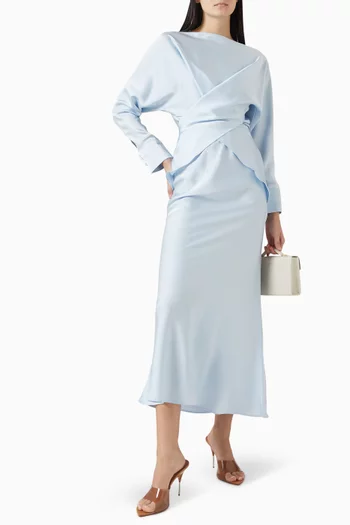 Tessa Top & Skirt Set in Satin