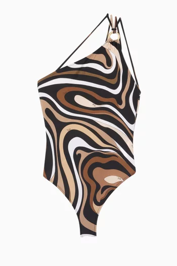 Marmo-print One-piece Swimsuit