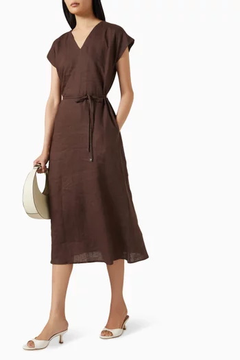 فستان برباط على الخصر كتان