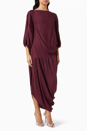 فستان بفتحة درابيه رايون