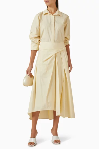 Asymmetric Pleat Skirt in Cotton