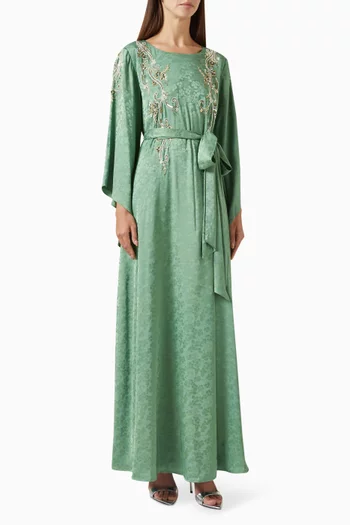 Bead-embellished Belted Kaftan
