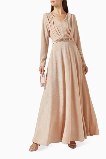 Pleated Embellished Dress