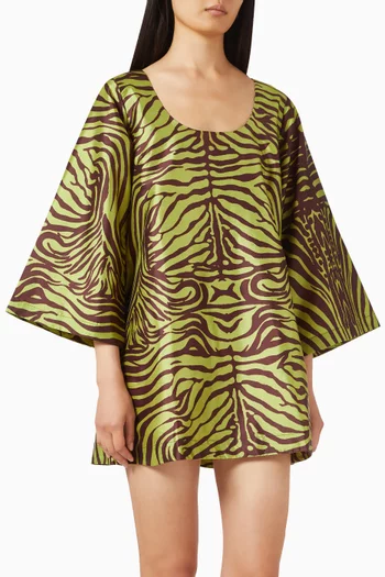 Zebra Shift Mini Dress in Taffeta