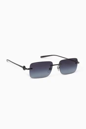 Horsebit Rectangular Sunglasses in Metal