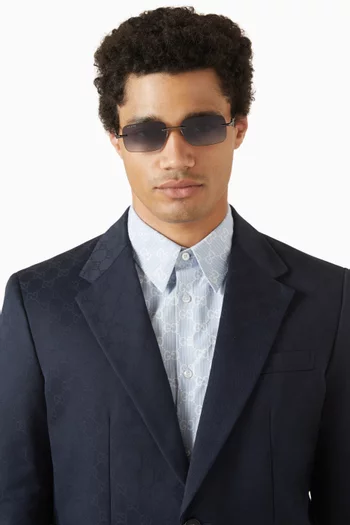 Horsebit Rectangular Sunglasses in Metal