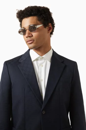 نظارة شمسية بنقشة غوتشيسيما بإطار بيضاوي معدن