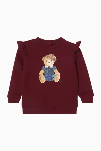 Polo Bear Ruffle Sweatshirt in Cotton