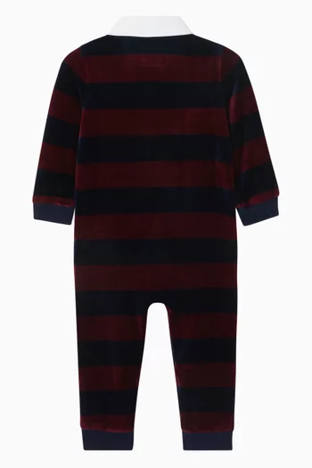 Striped Logo Polo Romper