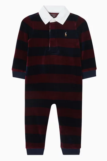 Striped Logo Polo Romper