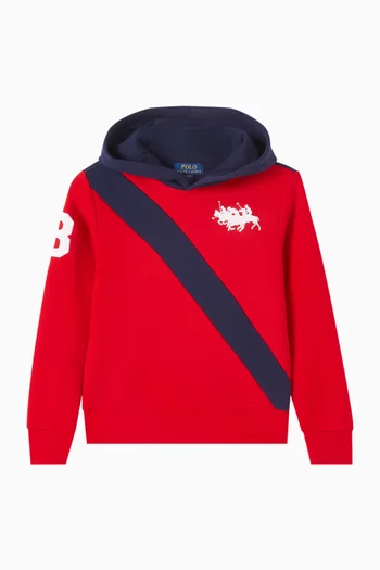 Logo Striped Hoodie in Cotton