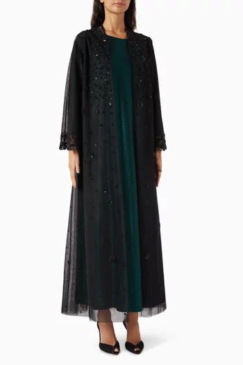 3-piece Bead-embellished Abaya Set