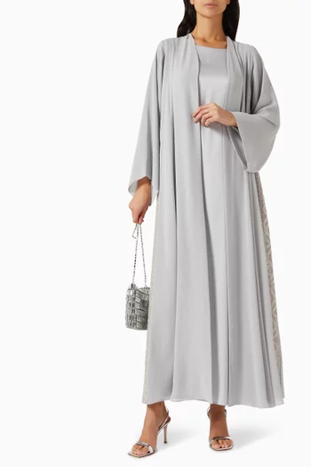 3-piece Bead-embellished Abaya Set